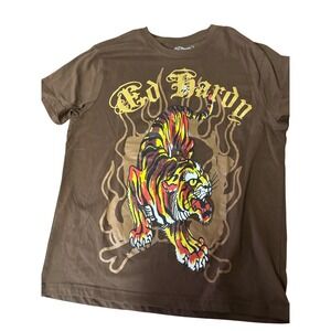 Ed Hardy Mens Tiger Graphic T-Shirt Chocolate Brown EHM1100-171 Size M New